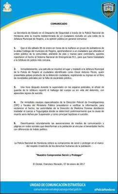 Seguridad habla sobre muerte indeterminada de hombre en una celda