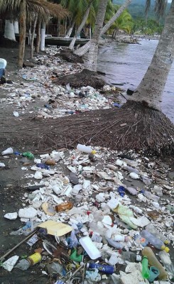 Basura de Guatemala inunda playas de Omoa y Puerto Cortés