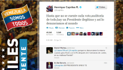 Capriles dice que sin recuento de votos hay un 'presidente ilegítimo'