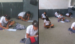 En el suelo reciben clases en el Central Vicente Cáceres