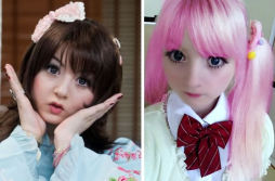 Niña enseña a maquillarse como una muñeca humana