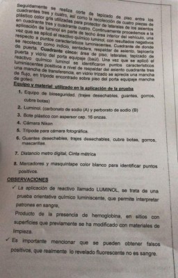 Según prueba de luminol, a Collier no lo mataron en el vehículo ni en casa de Chaín