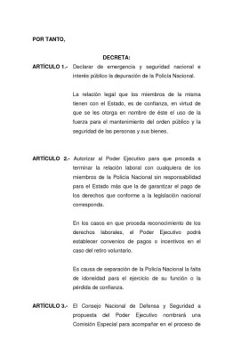 Más de 1,500 policías serán separados por decreto