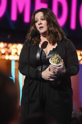 BURBANK, CALIFORNIA - APRIL 09: Actress Melissa McCarthy accepts the award for Comedic Genius for 'Spy' onstage during the 2016 MTV Movie Awards at Warner Bros. Studios on April 9, 2016 in Burbank, California. MTV Movie Awards airs April 10, 2016 at 8pm ET/PT. (Photo by Jeff Kravitz/FilmMagic for MTV)