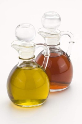 Oil and Vinegar on White Background