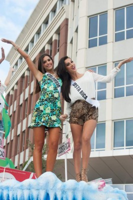 Paulina Vega, Miss Colombia 2014; and Karina Ramos, Miss Costa Rica 2014; take part in a cultural parade and festival sponsored by PIERINI ESTHETIC SURGERY, Prestige, Yogurt 4 You, Eternal Beauty Spa, Flamingo Beauty Supply, Caribbean Radiation Oncology and Luxchila Sunday, January 11th. The 63rd Annual MISS UNIVERSE® Pageant contestants are touring, filming, rehearsing and preparing to compete for the DIC Crown in Doral-Miami, Florida. Tune in to the NBC telecast at 8:00 PM ET on January 25, 2015 live from the FIU Arena to see who will be crowned the 63rd Miss Universe. HO/Miss Universe Organization L.P., LLLP