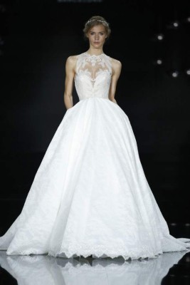 BARCELONA, SPAIN - APRIL 29: A model walks the runway during Pronovias designed by Herve Moreau Season 2017 show as part of the Barcelona Bridal Fashion Week on April 29, 2016 in Barcelona, Spain. (Photo by Estrop/Getty Images)