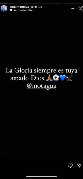“La gloria siempre es tuya amado Dios”, posteó el futbolista Montaya, en su cuenta de Instagram.
