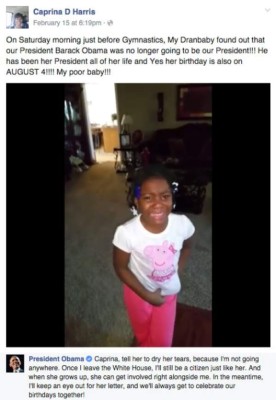 Obama responde a niña que lloró porque dejará de ser presidente