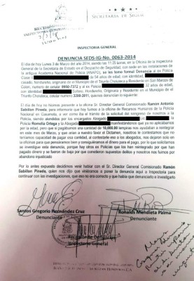 Abogados de la Policía cobraban L10,000 y L20,000 por 'borrones”