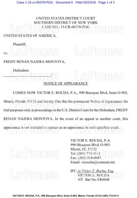 Fredy Nájera negoció su entrega con la Fiscalía de Nueva York