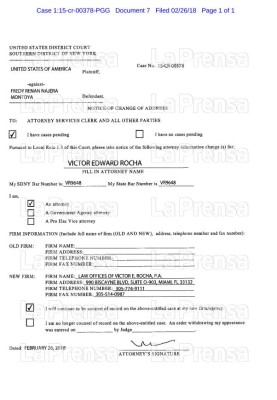 Fredy Nájera negoció su entrega con la Fiscalía de Nueva York