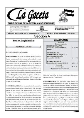Documento PDF del nuevo Código Penal de Honduras