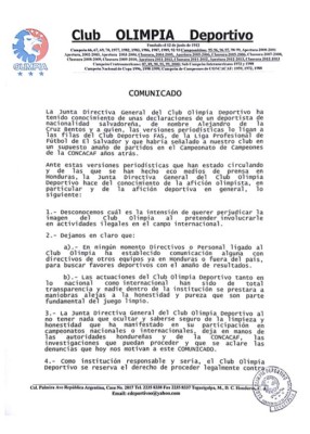 El Olimpia emite comunicado tras acusaciones de amaño de partido