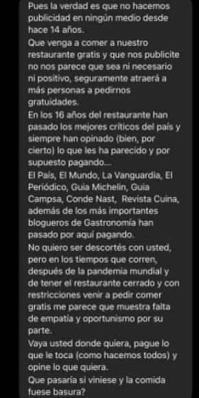 Los dueños del restaurante pusieron esto en su cuenta de Twitter: Pues pensaba yo que esto ya no pasaba, a ver qué le contesto? Alguna idea?, esto fue lo que respondieron.