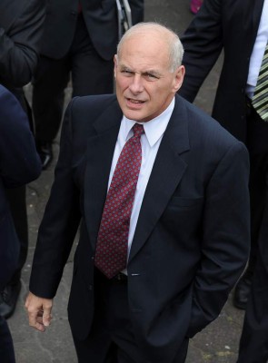 (FILES) This file photo taken on July 07, 2017 shows US Homeland Security Secretary John Kelly walks upon arrival at Mexico's Interior Ministry on July 7, 2017. US President Donald Trump on July 28, 2017 sent his beleaguered chief of staff Reince Priebus packing, replacing him with retired Marine Corps general and current Homeland Security Secretary John Kelly. / AFP PHOTO / Bernardo Montoya
