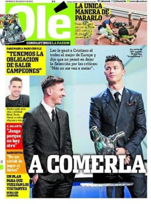 La impactante portada de Olé con Messi y Cristiano: 'A comerla”