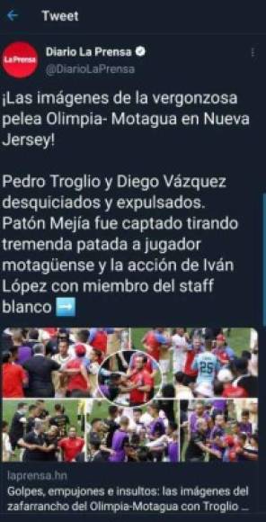 En Diario LA PRENSA calificamos de vergonzosa la pelea que hubo entre las plantillas del Olimpia y Motagua.