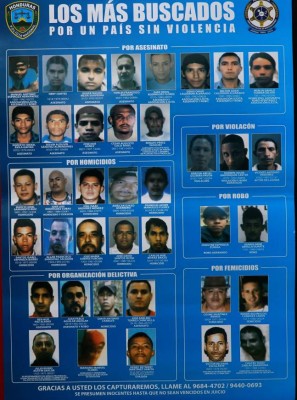 Los 39 hondureños más buscados por la Policía
