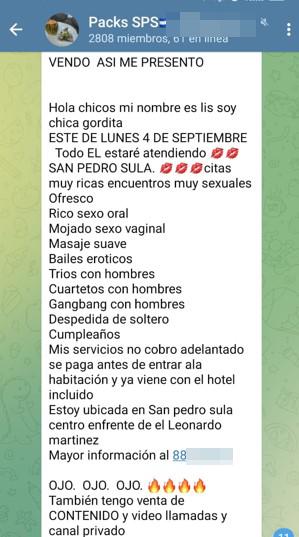 $!Uno de los grupos de Telegram en donde las muchachas ponen en venta su cuerpo.