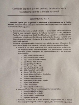 Fuera de la Policía 23 comisionados de la Policía hondureña