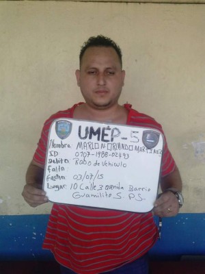 Cae supuesto roba carros en San Pedro Sula  