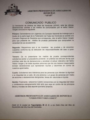 Árbitros se pronuncian y le exigen pruebas a Vargas tras serias acusaciones