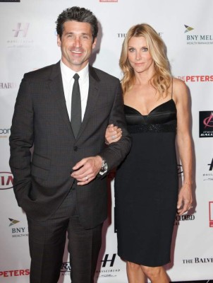 LOS ANGELES, CA - OCTOBER 24: Patrick Dempsey and Jillian Fink arrive for The Petersen Museum's Race, Rock 'N Rally Gala at Petersen Automotive Museum on October 24, 2013 in Los Angeles, California. (Photo by Gabriel Olsen/FilmMagic)