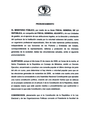 Honduras: Fiscalía desautoriza llamado a consulta popular