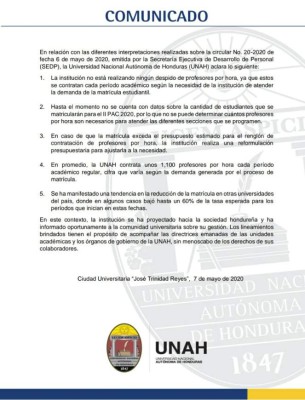 Cerca de quedar sin empleo unos 1,100 docentes de la Unah