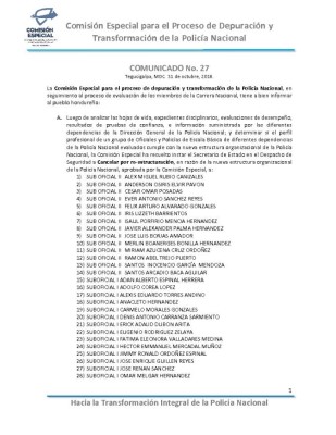 Lista de los 170 policías depurados