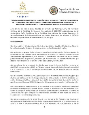 Convenio entre Honduras y la OEA para la Maccih