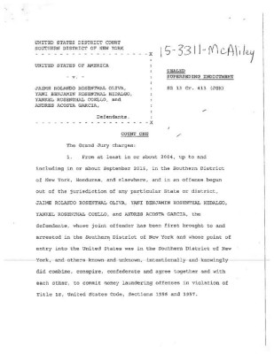 Caso Rosenthal: Acusación del Distrito Sur de Nueva York