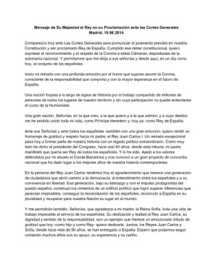 Discurso del Rey de España