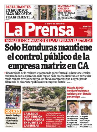Portada de la edición impresa de Diario LA PRENSA de este miércoles 9 de septiembre de 2026.