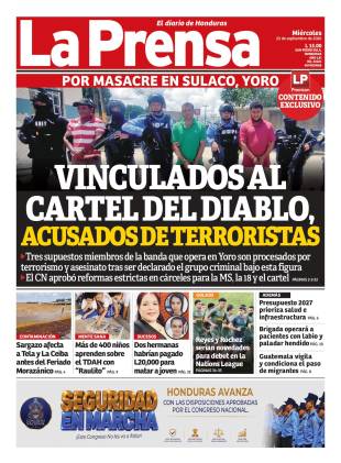 Portada de la edición impresa de DIARIO LA PRENSA de este miércoles 23 de septiembre.