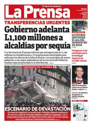Portada de la edición impresa de DIARIO LA PRENSA.