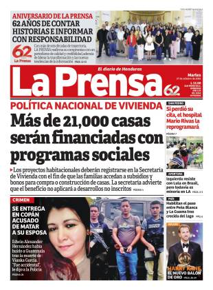 Portada de la edición impresa de este martes 27 de octubre de 2026.