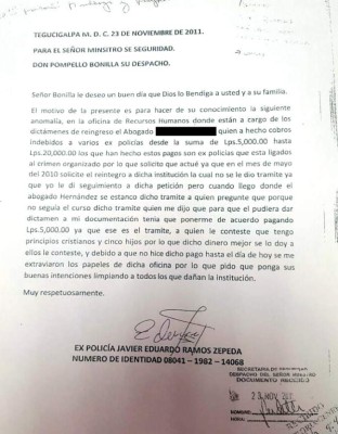 Abogados de la Policía cobraban L10,000 y L20,000 por 'borrones”