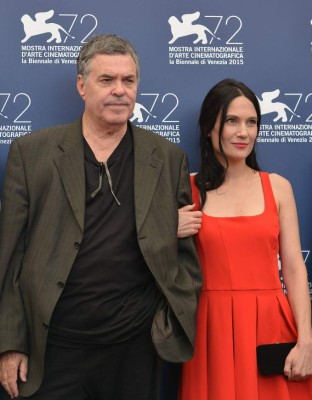 Director Amos Gitai (L) and actress Einat Weizman pose during the photocall of the movie 'Rabin, The Last Day' presented in competition at the 72nd Venice International Film Festival on September 7, 2015 at Venice Lido. AFP PHOTO / TIZIANA FABI