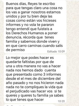 Las amenazas que recibió vía WhatsApp el teniente Reyes Álvarez por investigar la venta de lanchas en la base naval.
