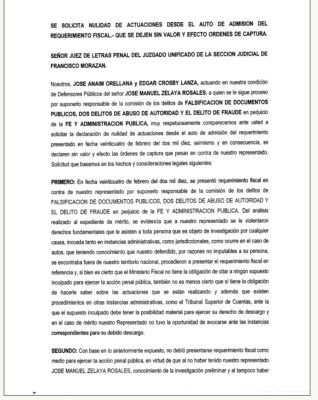 Piden anular órdenes contra Manuel Zelaya