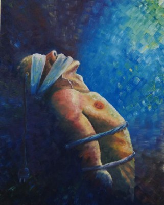 Pintor hondureño sin manos hace su primera exposición