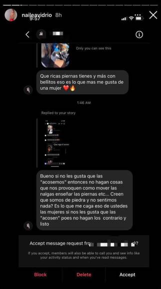 Nailea Vidrio compartió en su cuenta oficial de Instagram los mensajes lamentables que ha recibido en privado tras la denuncia.