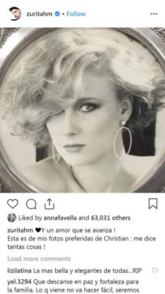 Tras la muerte de Christian Bach su esposo, Humberto Zurita, le rindió homenaje en sus redes publicando una foto de ella en su juventud.<br/><br/>'Y un amor que se avanza! Esta es de mis fotos preferidas de Christian : me dice tantas cosas!', escribió el actor, de 64 años, sin confirmar directamente el deceso de la actriz.