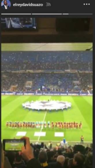 El hondureño David Suazo mostró en sus redes sociales que estaba observando el Inter vs Barcelona.
