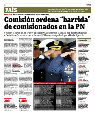 Oficializan cancelación de 23 comisionados de Policía