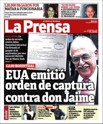 LA PRENSA informa en su edición impresa de hoy sobre la orden de captura emitida contra Jaime Rosenthal Oliva y su hijo Yani Rosenthal en Estados Unidos.