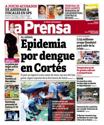Portada edición impresa de diario La Prensa 21 de febrero de 2019.