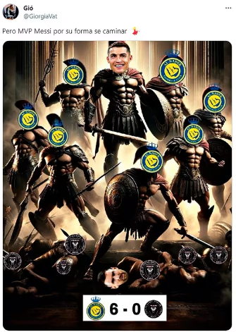 Memes destrozan a Messi e Inter Miami tras paliza del Al Nassr de Cristiano